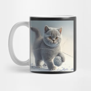 British Shorthair Cat playing with a ball of string Mug